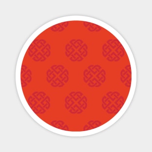 Celtic Endless Knot Pattern Red on Orange Background Magnet